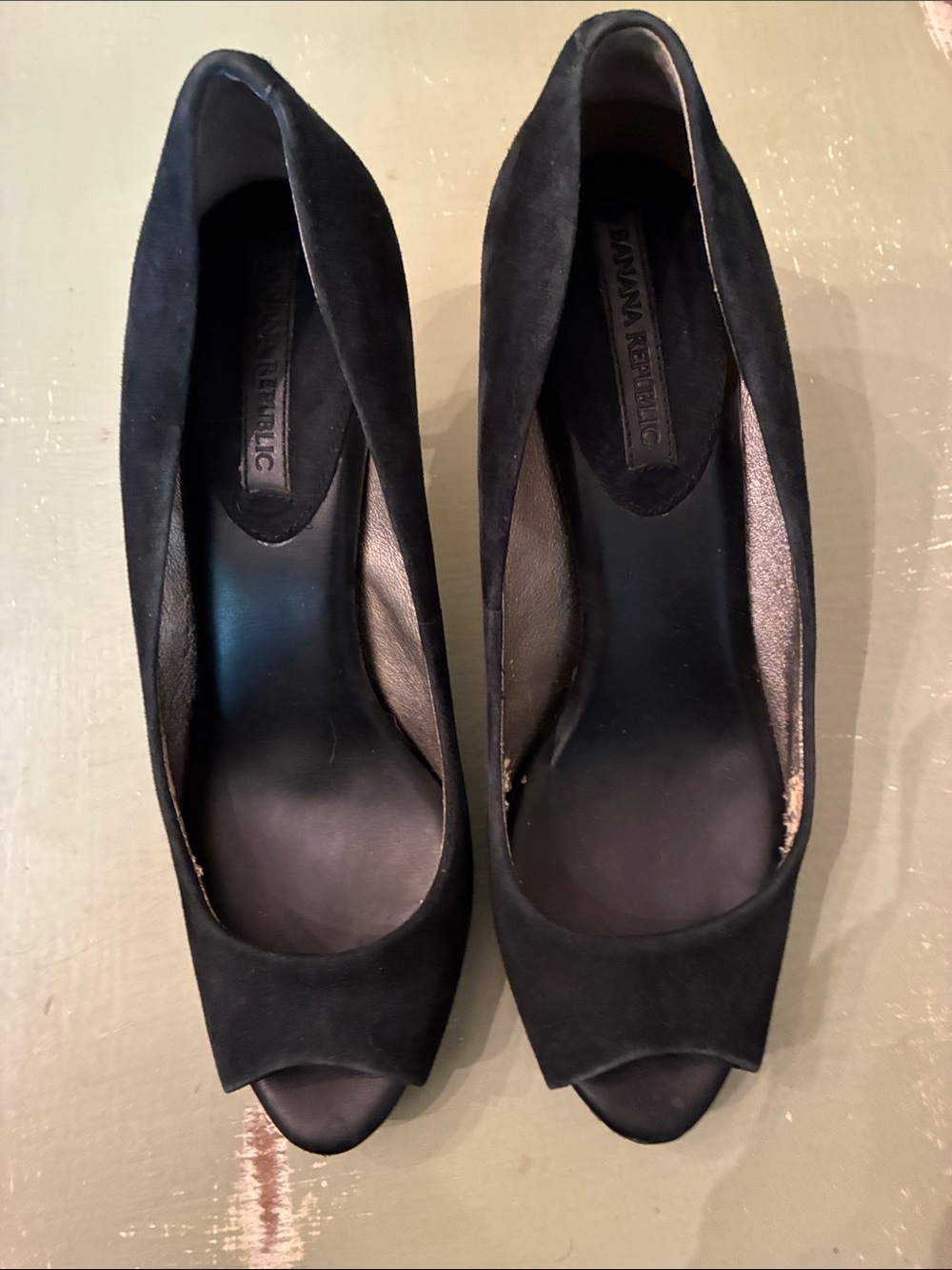 Banana Republic Black Suede Open Toe Pump